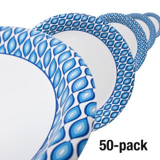 Papperstallrik 23cm Blå Pärldroppar, 50-pack