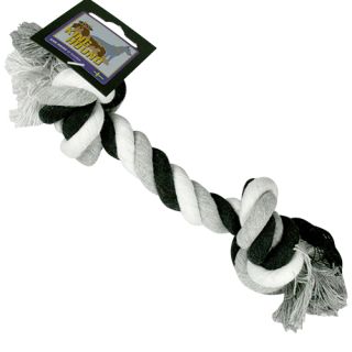 Cotton Chew Knot, 2 Knots, Black/White/Gray, 90 grams, approx 15 cm