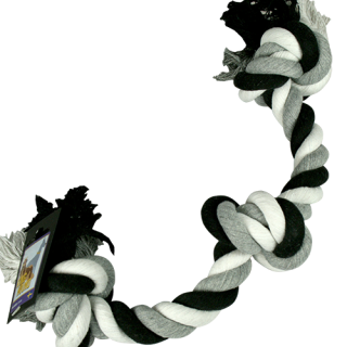Cotton Chew Knot, 3 Knots, Black/White/Gray, 245 grams, approx 40 cm