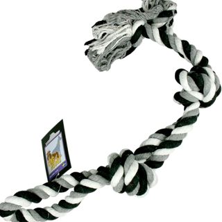 Cotton Chew Knot, 4 Knots, Small, Black/White/Gray, 240 grams, approx 45 cm