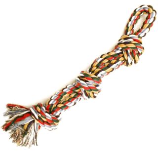 Cotton Chew Knot, 3 Knots, Double, Mixed Colors, 600 grams, approx 55 cm