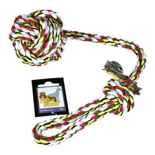 Cotton Chew Knot, Ball with Handle, Medium, Mixed Colors, 155 grams, 85mm-50cm