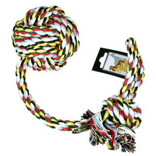 Cotton Chew Knot, Ball with Handle, Large, Mixed Colors, 300 grams, 105cm-50cm